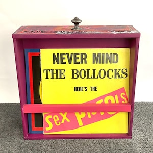 Hand Painted Vinyl Record Storage and Display Cabinet (Never)