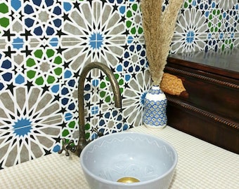 Moroccan Bathroom Decor-Handmade ceramic sink-Handmade Moroccan Ceramic Sink Basin-Handmade Ceramic Vanity Basin-Moroccan sink-Bathroom sink