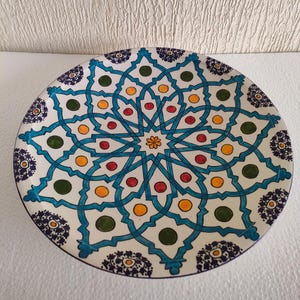 Plato de cerámica hecho a mano - Plato de cerámica - Plato de cerámica marroquí - Cuenco de cerámica marroquí hecho a mano - Plato llano - Plato decorativo - Regalo incluido