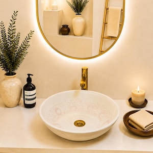 Ceramic Sink-Ceramic Vessel Sink-Ceramic sink for bathroom-Hand-Painted Moroccan Ceramic Sink - Oval Vanity Basin-Artisan Bathroom Vessel