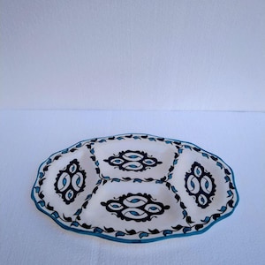 Handmade Moroccan Divided Ceramic Dish-Ceramic Plate Gift-blue serving plate-Family Serving Plate-Custom serving plate-Cute serving plate