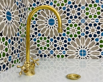 Rubinetto per lavabo da bagno unico - Elegante rubinetto in ottone - Lussuoso rubinetto da bagno in stile vintage - Finitura in ottone di alta qualità - Rubinetto da bagno monoforo