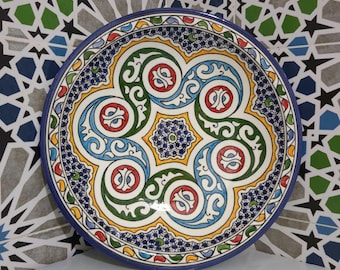 Assiette en céramique marocaine peinte à la main - assiette en céramique - décoration murale ou de table traditionnelle colorée - Fès poterie - assiette marocaine en céramique - plat en céramique - ScayFès