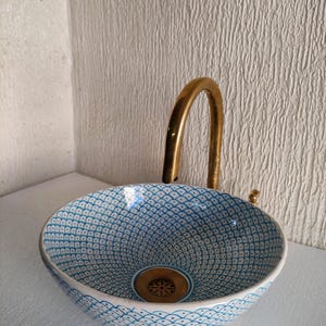 Moroccan Ceramic Sink-Ceramic sink for bathroom-Hand-Oval Vanity Basin-Artisan Bathroom Vessel-Decorative Clay Bowl-Ceramic wash basin-Gift