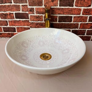 Ceramic Sink-Ceramic Vessel Sink-Ceramic sink for bathroom-Hand-Painted Moroccan Ceramic Sink - Oval Vanity Basin-Artisan Bathroom Vessel