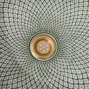 Moroccan Ceramic Basin Sink-Artisan Handcrafted Moroccan Pattern-Green Oval Ceramic Basin Sink-Artisan Design-Handcrafted Bathroom Decor image 16