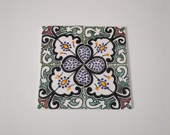 Moroccan Ceramic Tiles – Ceramic Tile – Hand-Painted Multicolor Square Tiles for Wall, Backsplash – Ceramic Tiles – Handmade Ceramic Tile