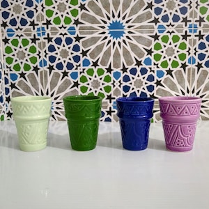 4er Set Handgefertigte Marokkanische Keramik Tassen-Küchen Accessoires-Küchen Accessoires-Küchen Accessoires-Küche Accessoires
