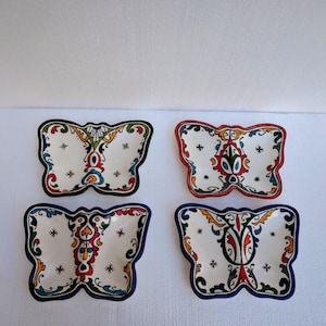 Handmade Moroccan Butterfly Ceramic Dish-moroccan ceramic-butterfly bowl-handpainted dish-artisan serveware-moroccan decor-moroccan pottery
