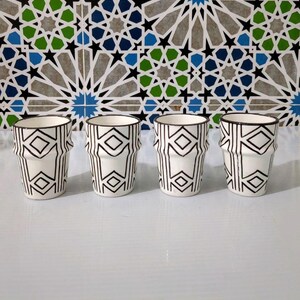 Handmade Moroccan Tea Cups-Ceramic cup-Moroccan tea cups-Moroccan Ceramic Goblets-Handmade pottery-Kitchen accessories-Elegant espresso cups