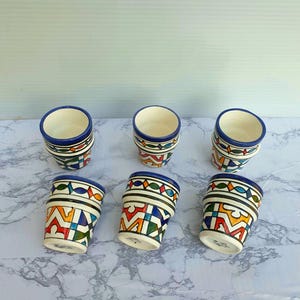 Set von 6 Handgefertigten Marokkanische Keramik Tassen-Küche Accessoires-Küche Accessoires-Küche Accessoires-Keramik Teetassen-Küche Accessoires