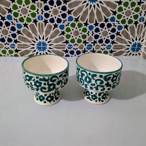 Ciotole da dessert marocchine - Ciotole in ceramica fatte a mano - Piatto da portata con piedistallo - Ceramica artigianale - Stoviglie marocchine - Piatto da dessert in ceramica - Stoviglie boho