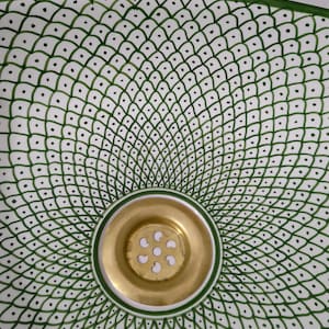Moroccan Ceramic Basin Sink-Artisan Handcrafted Moroccan Pattern-Green Oval Ceramic Basin Sink-Artisan Design-Handcrafted Bathroom Decor image 14