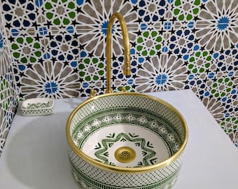 Lavandino da bagno in rame - Lavandino in ceramica per bagno - Lavandino ovale - Lavandino da bagno artigianale - Lavandino verde - Lavandino - Regalo gratuito - Scayfez