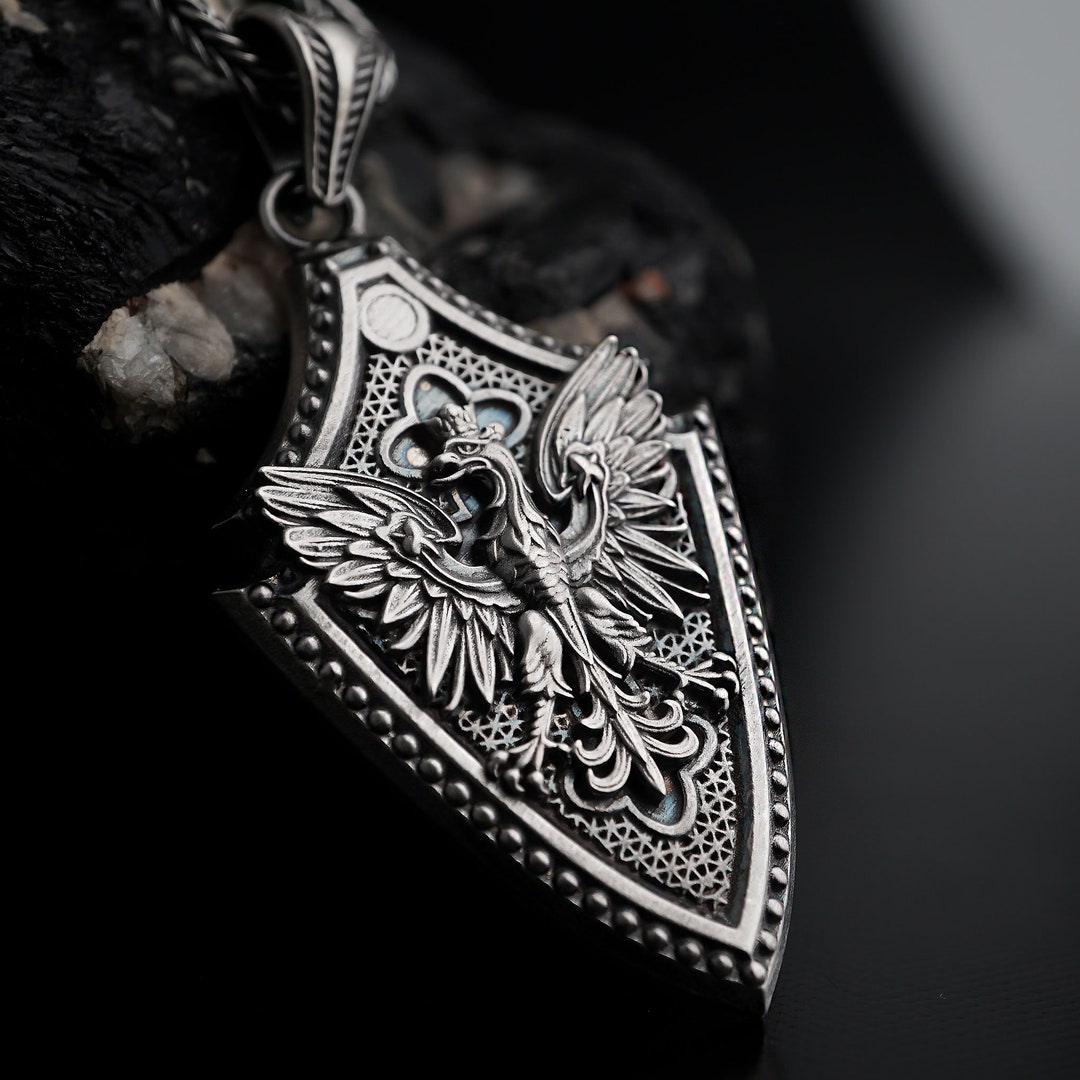 Eagle Necklace for Men, Polish Eagle Necklace Sterling Silver, Silver