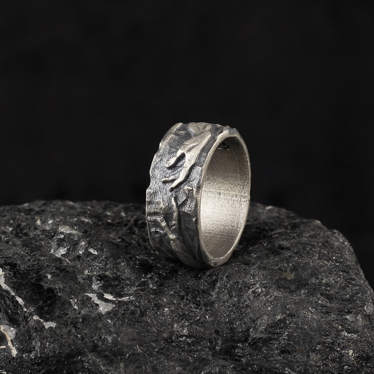 Creation of Adam Ring Hand of God Ring Unique Wedding Band Etsy