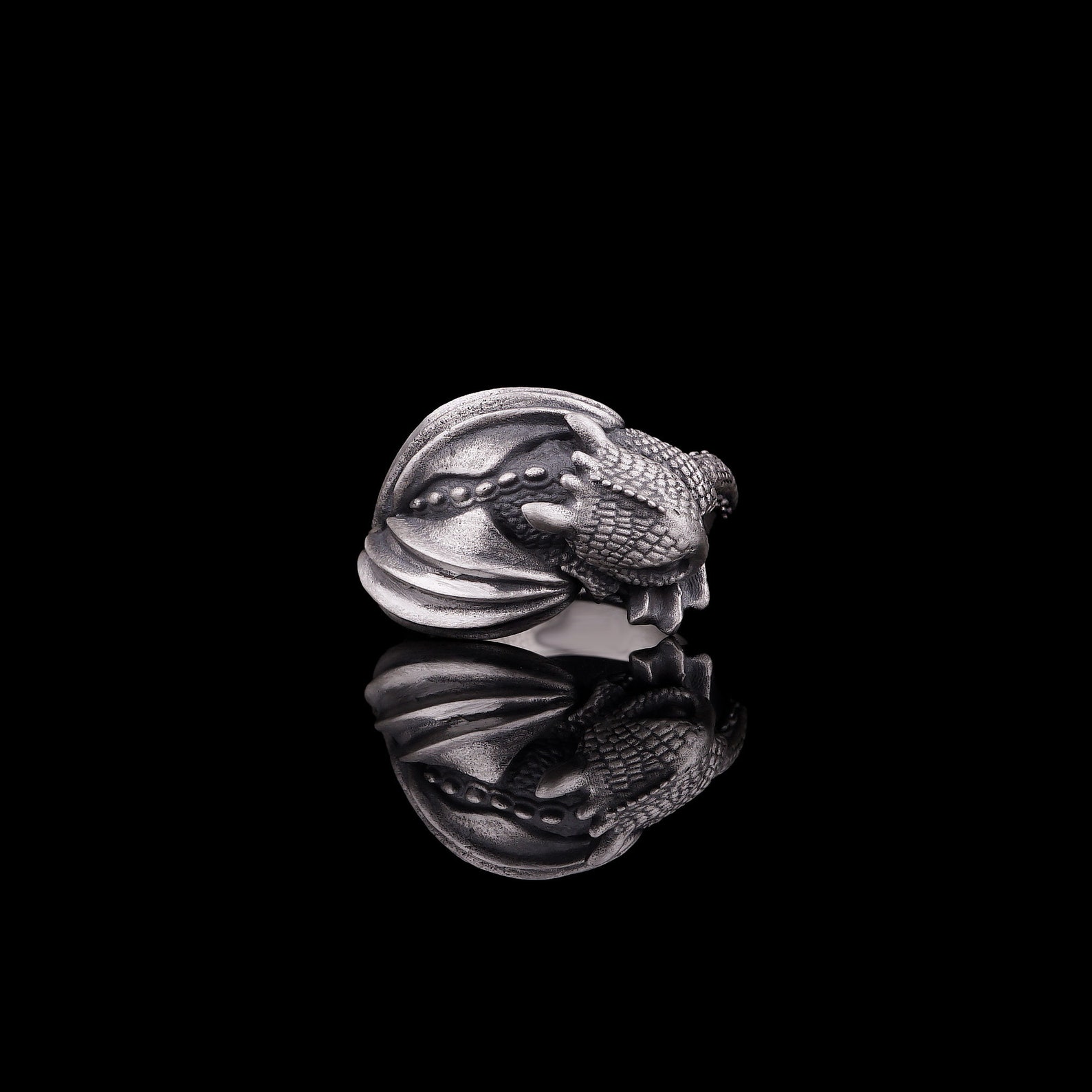Toothless Ring Silver Sterling Crawling Dragon Silver Ring Etsy