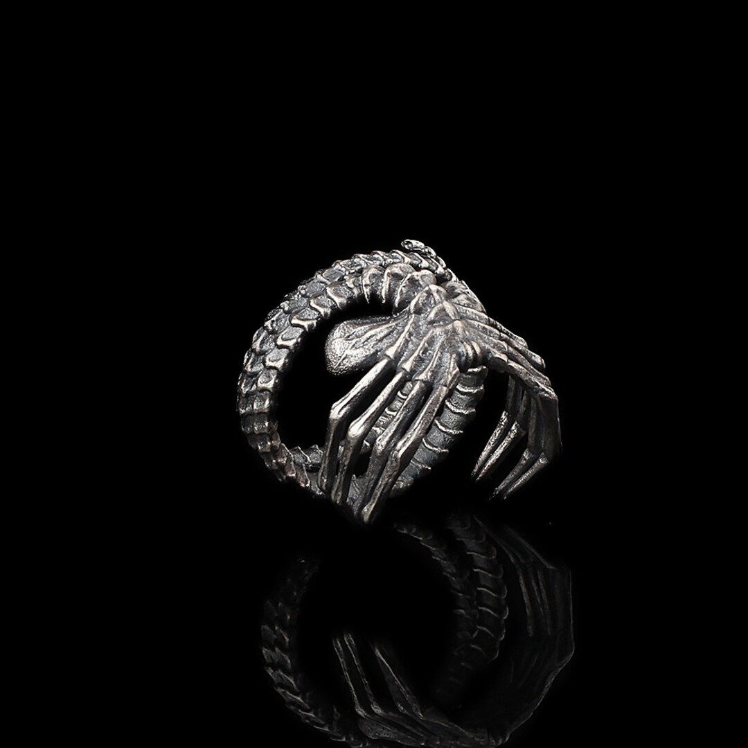 Facehugger Ring Sterling Silver, Parasite Ring Silver, Necronom Ring, Xenomorph Ring, Scifi