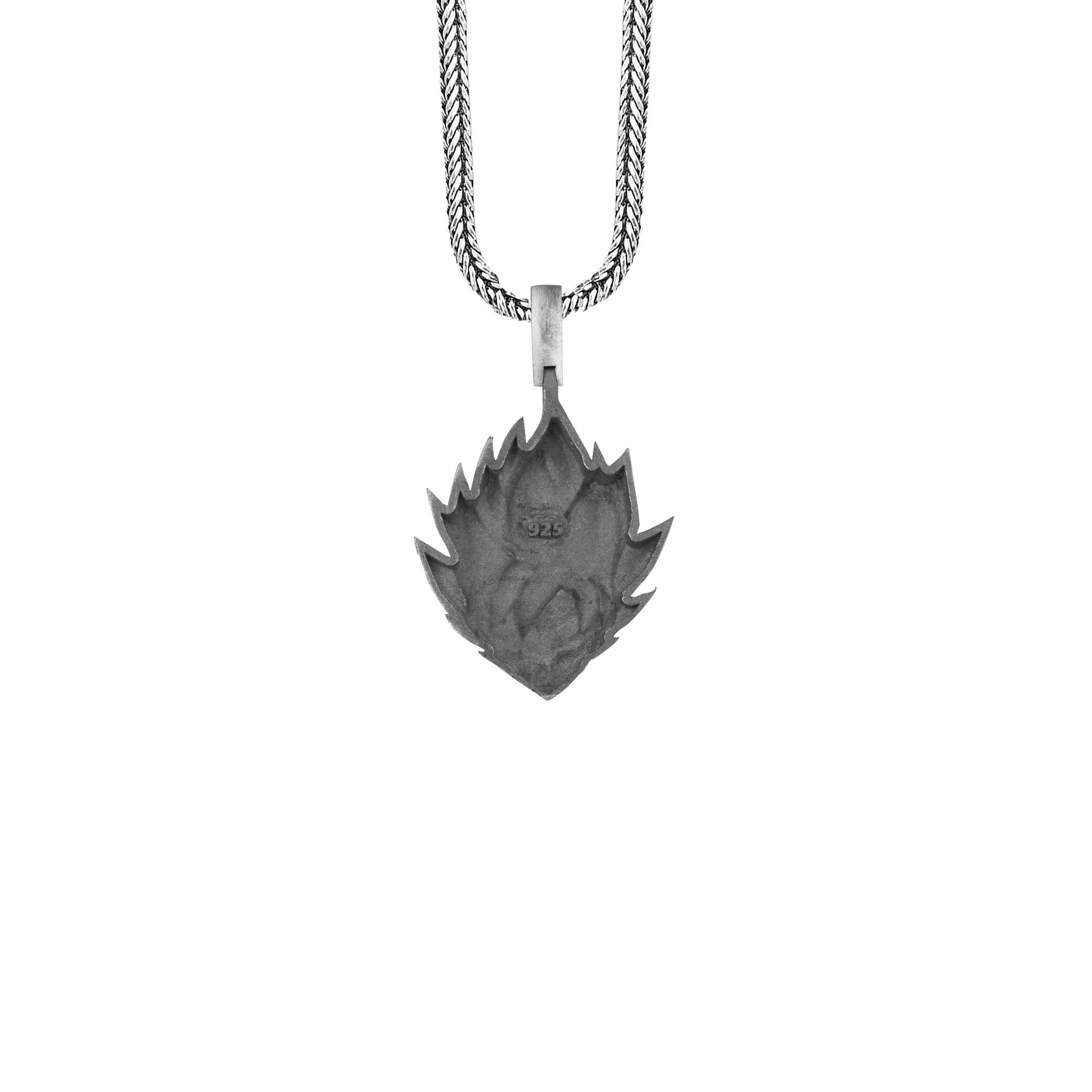 Silver Goku Necklace Dragon Ball Z Pendant Burning Son Goku Etsy