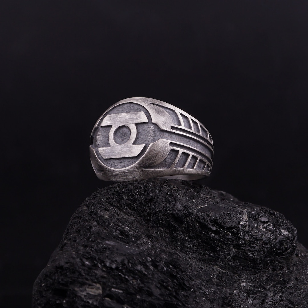 Green Lantern Ring Sterling Silver, Lantern Corps Rings, DC Lantern