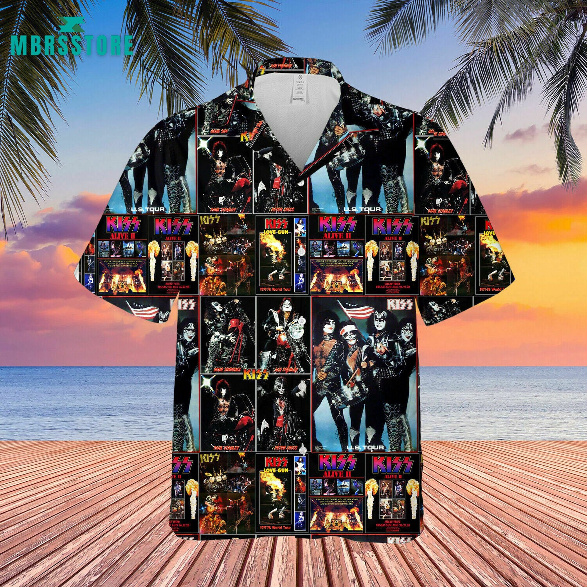 Discover 3D Fall in love with Kiss Band Hawaiian Shirt Summer Shirt