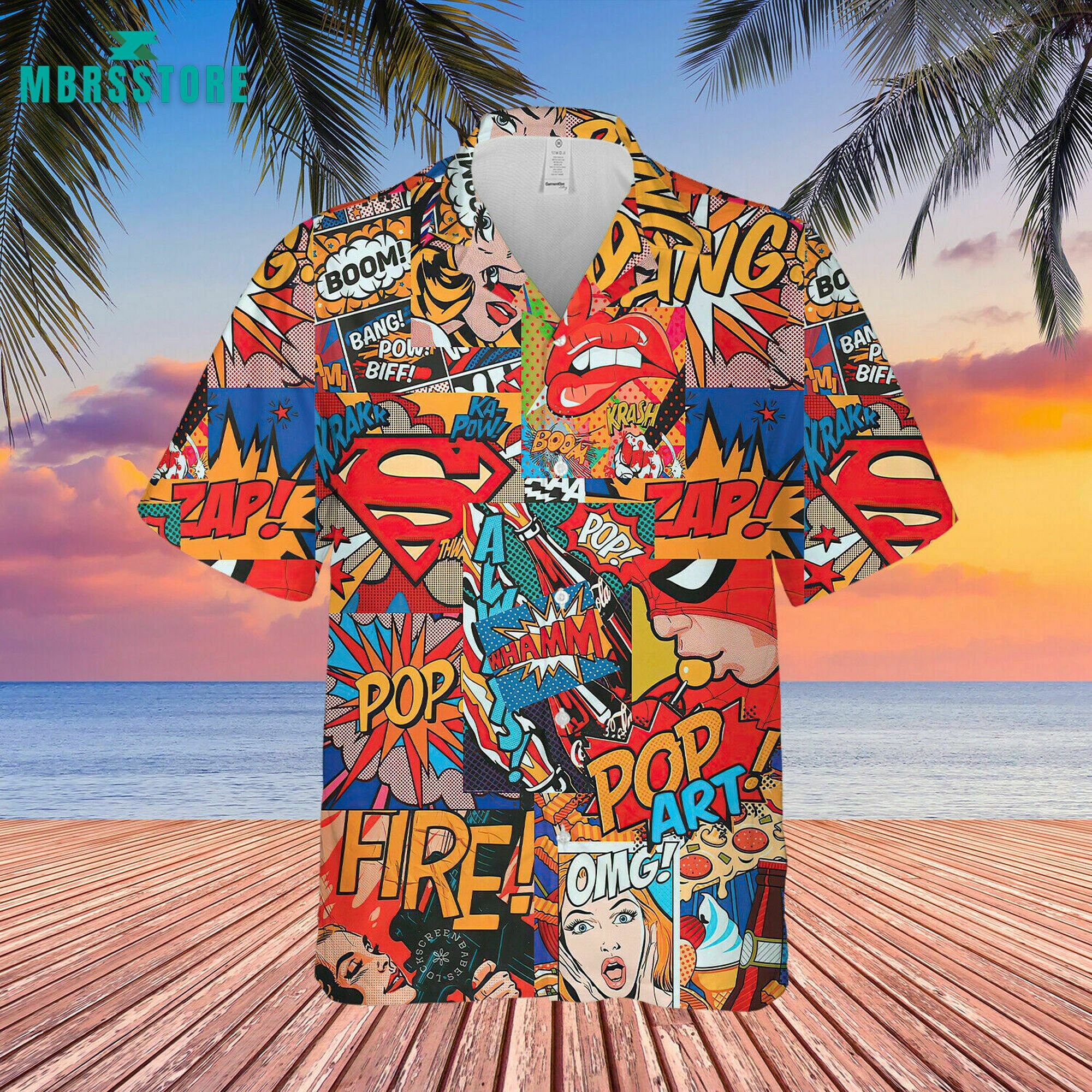 Discover 2022 Summer Superman Beach Surfing Puzzle Hawaiian Shirt