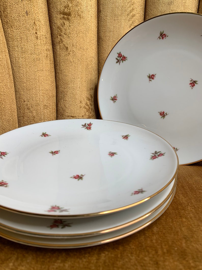Set of 4 Winterling Roslau Bavaria Germany Pink Rosebud 8 Inch Etsy