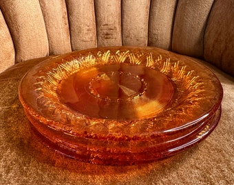 Set of 4 Vintage Amber Plates