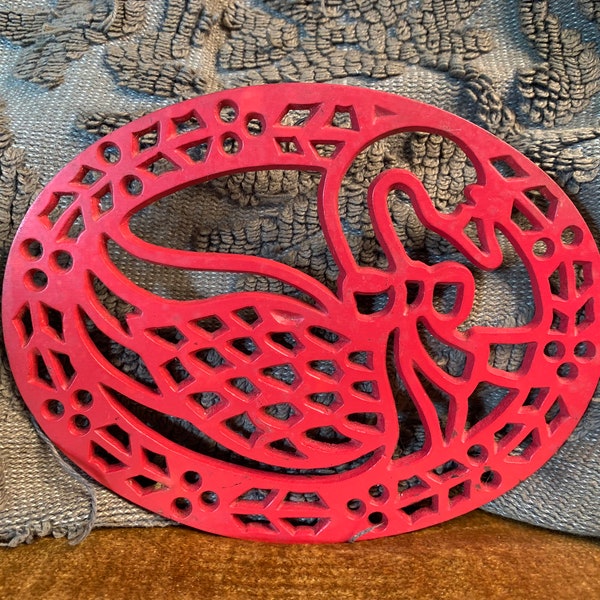 Vintage Avon Duck Goose Red Cast Iron Trivet