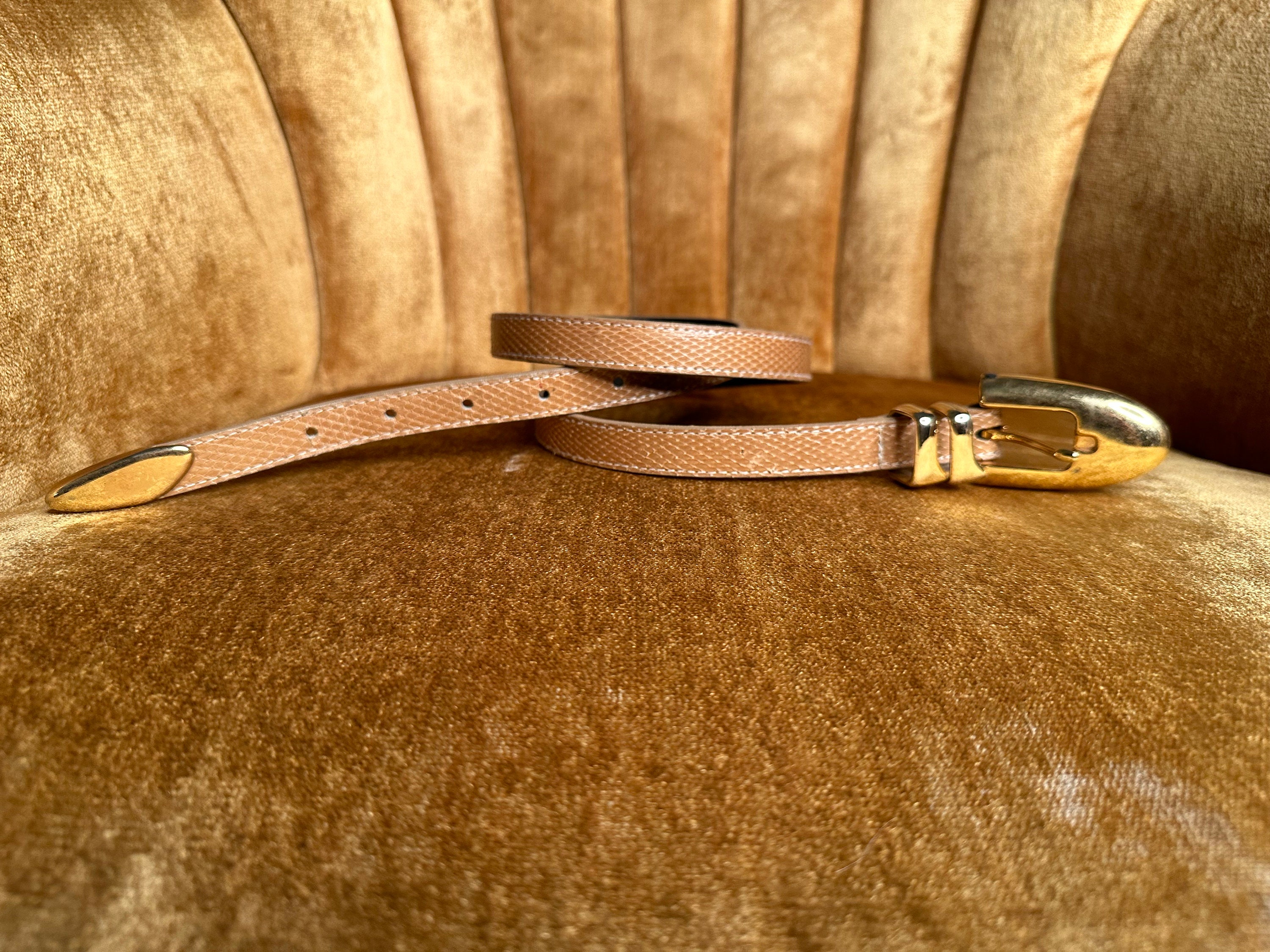 Vintage Rayman/Ridless Genuine Snack Skin Belt Small 5850 Vintage Red Leather Belt Snakeskin Rayman/ Ridless Size  main image 2