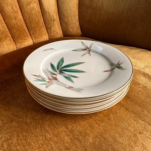 Set of 5 Noritake China Canton Salad Plate 7.5 inches Vintage Mid Century Bamboo