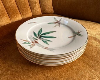 Set of 5 Noritake China Canton Salad Plate 7.5 inches Vintage Mid Century Bamboo