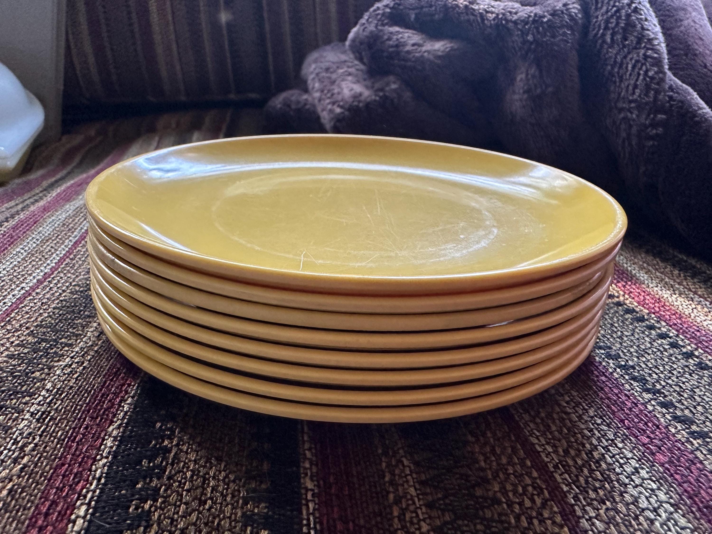Vintage Mustard Melamine Bread Plates, Set of 8, MCM 60s 70s
