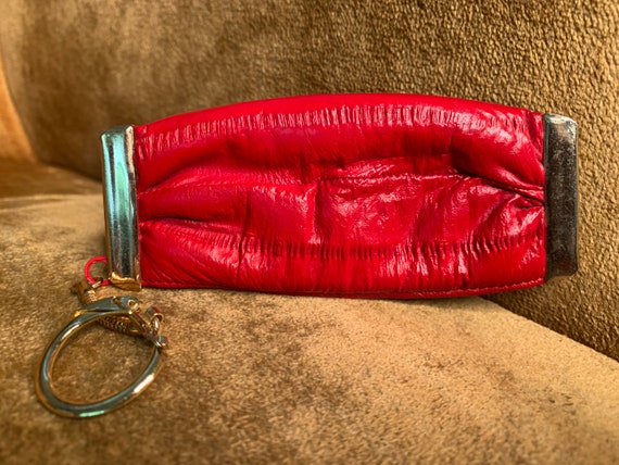 Vintage Red Eel Skin Change Coin Purse Key Chain Made in Korea Etsy