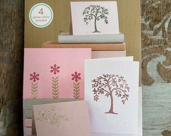 Vintage 2008 Martha Stewart Glittered Botanical Card Kit