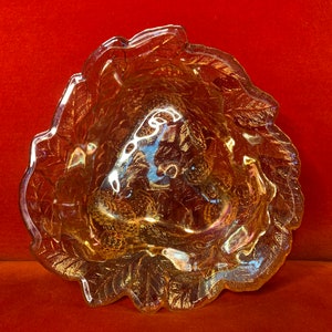 Vintage Indiana Glass Company Marigold Carnival Glass Loganberry Candy Dish