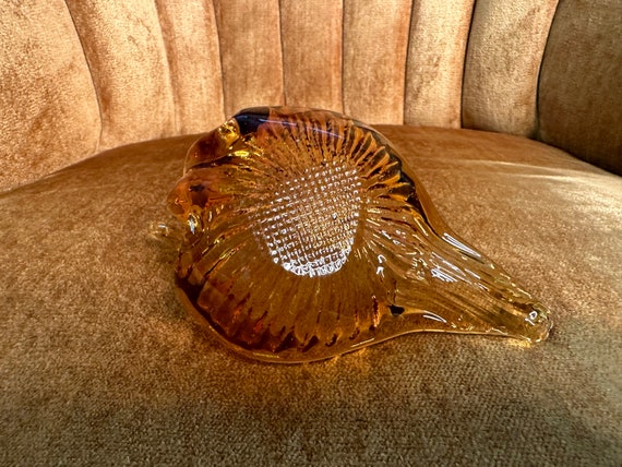 Vintage Amber Blown Glass Swan Ring Trinket Dish - image 7