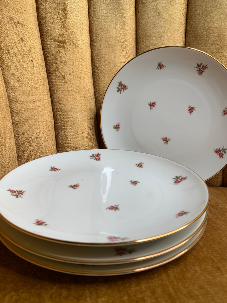 Set of 4 Winterling Roslau Bavaria Germany Pink Rosebud 8 Inch Etsy