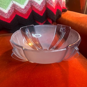 Stolzle 9 inch Pale Blue Glass Art Deco Showpiece Bowl Hermanova Hut 1930s