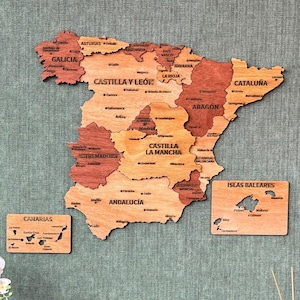 Spanien Karte aus Holz Wand Kunst Madrid Reise Karte Modernes Haus Büro Dekor Einzigartiges neues Zuhause Geschenk