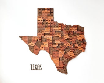 Wooden Texas Map Wall Art 3D USA Travel Souvenir Modern Home Office Decor Anniversary Gift