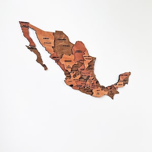 Carte du Mexique en bois, art mural, carte de voyage de la ville de Mexico, décoration de bureau à domicile moderne, cadeau unique pour la nouvelle maison