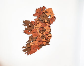 Wooden Ireland Map Wall Art Dublin Travel Map Modern Home Office Decor Anniversary Gift