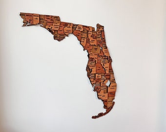 Wooden Florida State Map Wall Art 3D USA Travel Souvenir Modern Home Office Decor Valentine's Day Gift