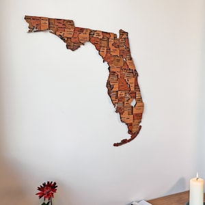 Houten kaart Florida staat aan de muur 3D USA reizen souvenir Modern Home Office Decor Uniek nieuw huis cadeau