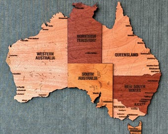 Wooden Australia Map Wall Art Sydney Travel Map Modern Home Office Decor Anniversary Gift