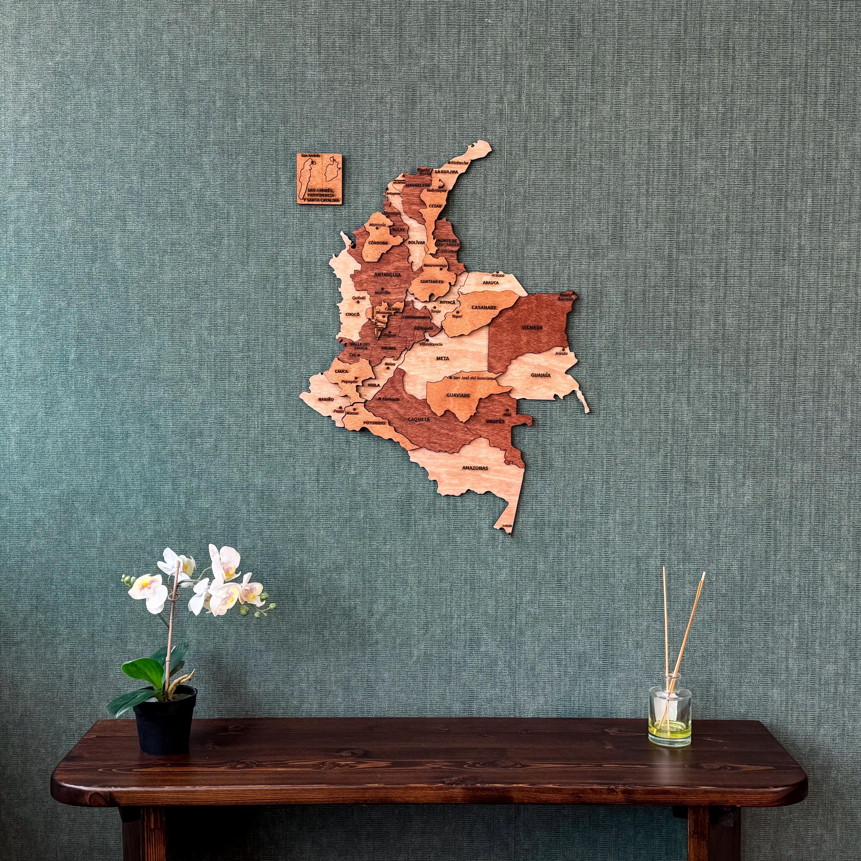Wooden Colombia Map Wall Art Bogota Travel Map Colombian Unique Home Office Decor Housewarming Gift