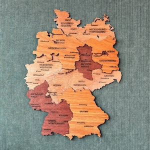 Houten Duitsland kaart muurkunst Duitsland reiskaart modern kantoor aan huis decor uniek nieuw huis cadeau