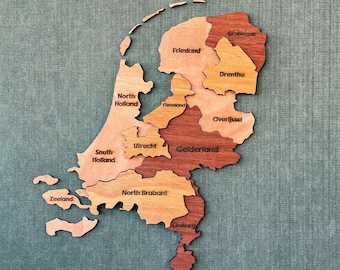 Wooden Netherlands Map Wall Art Amsterdam Travel Map Modern Home Office Decor Valentine's Day Gift