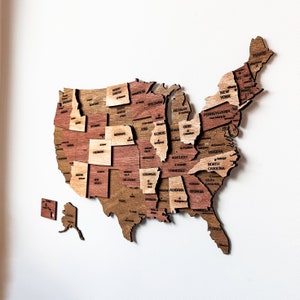 Hölzerne USA-Reise-Karte Wand-Kunst 3D Karte USA US Home-Office-Dekor Geschenk zum 5